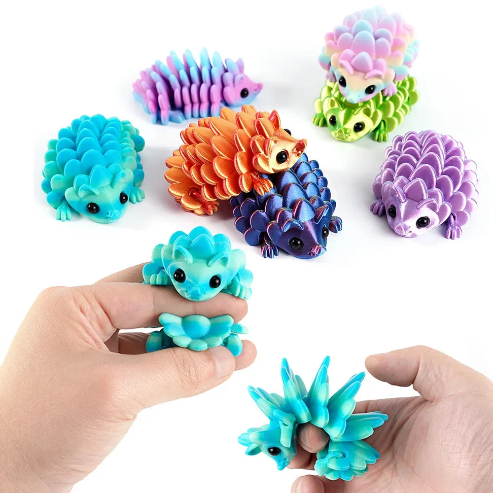 Articulated 3D Printed Hedgehog Figurine – Flexible Desk Decor for Home Office