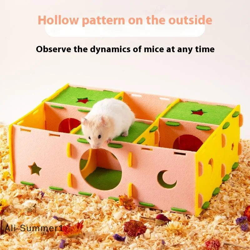 Felt Maze Hideout – Removable Tunnel Nest for Hamsters and Small Pets