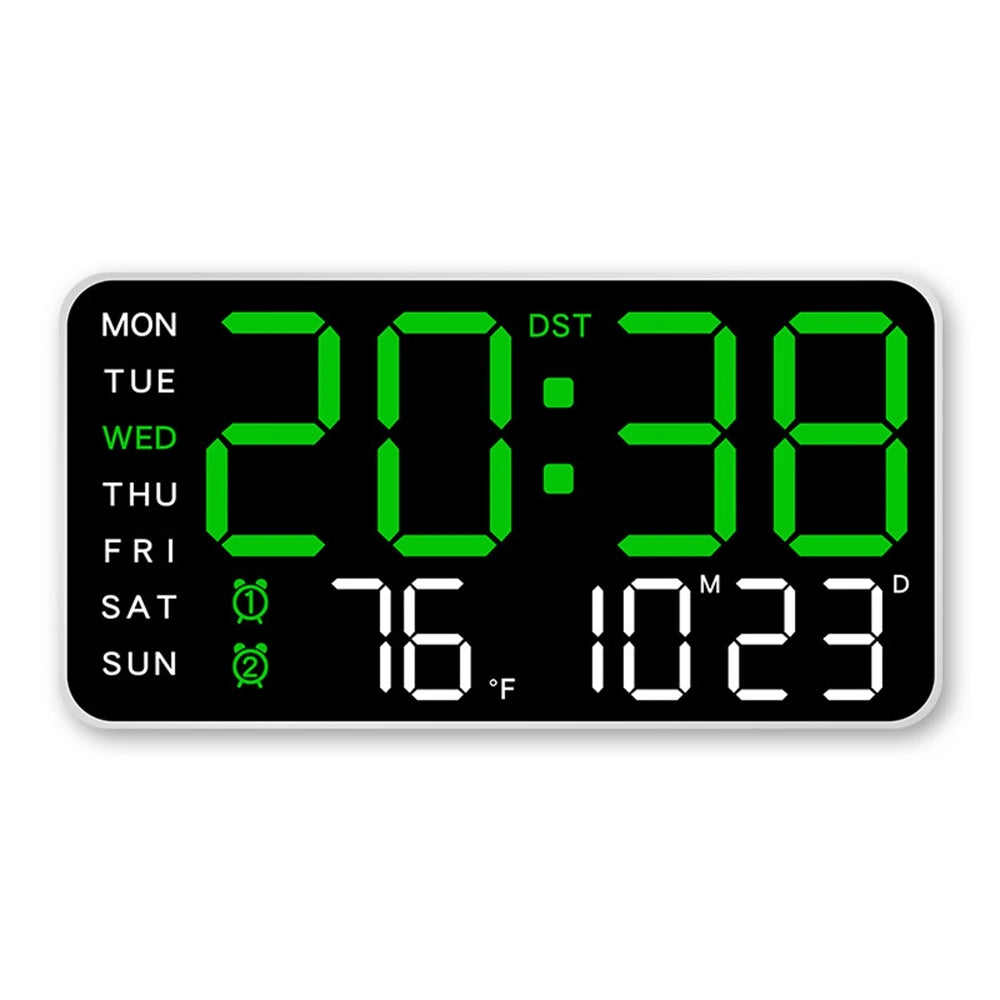 LED Digital Wall Clock – Temperature and Date Display for Home Office