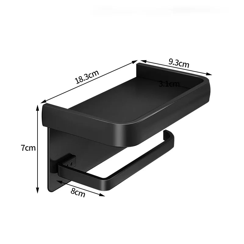 Aluminum Toilet Paper Holder – Wall Mounted Tissue Rack for Bathroom Storage
