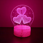 3D Heart LED Night Light – Romantic Illusion Lamp for Valentine's Day Gifts