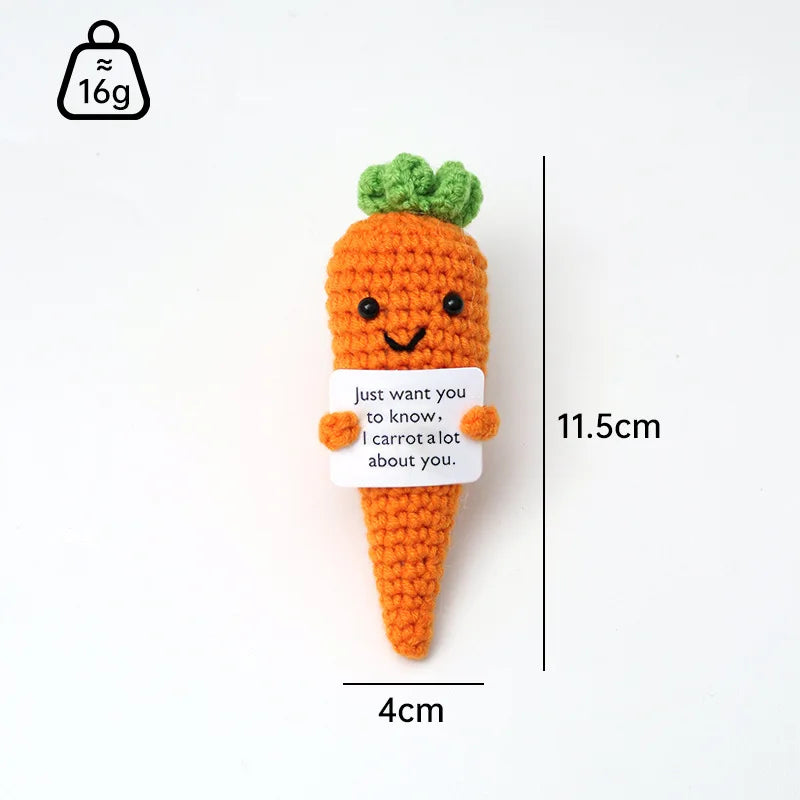 Handmade Wool Crochet Dog Doll – Positive Affirmation Plush for Home Decor