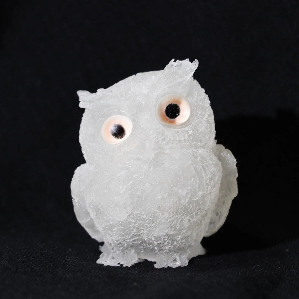 Crystal Owl Ornament – Natural Gemstone Figurine for Home Decor and Aquarium