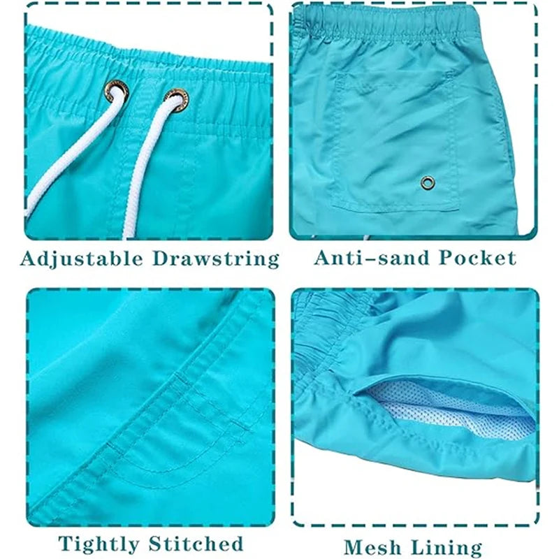 Mens Quick Dry Swim Trunks – Lightweight Beach Shorts for Summer Swimming