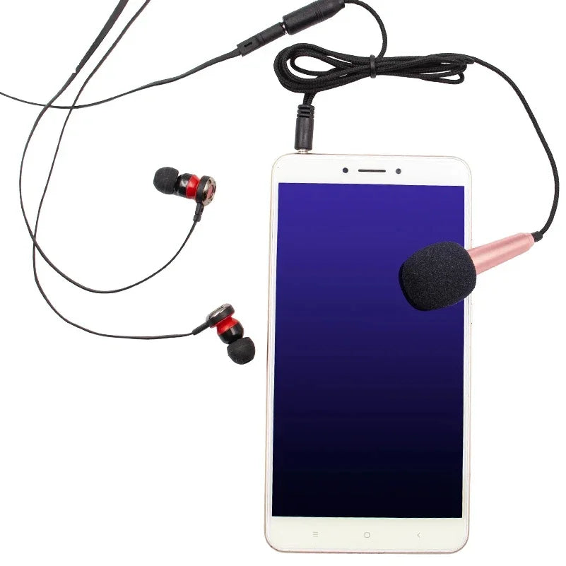 Mini Stereo Microphone – 3.5mm Handheld Mic for Phone Laptop Karaoke