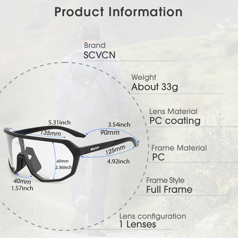 Photochromic Cycling Sunglasses – UV400 Protective Eyewear for MTB Sports