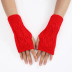Soft Wool Half Finger Gloves – Warm Knit Arm Mittens for Winter Outdoor