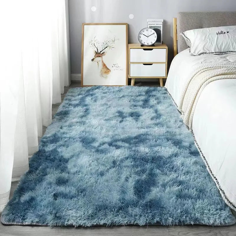 Silk Wool Shaggy Area Rug – Non-Slip Soft Plush Mat for Bedroom Decor