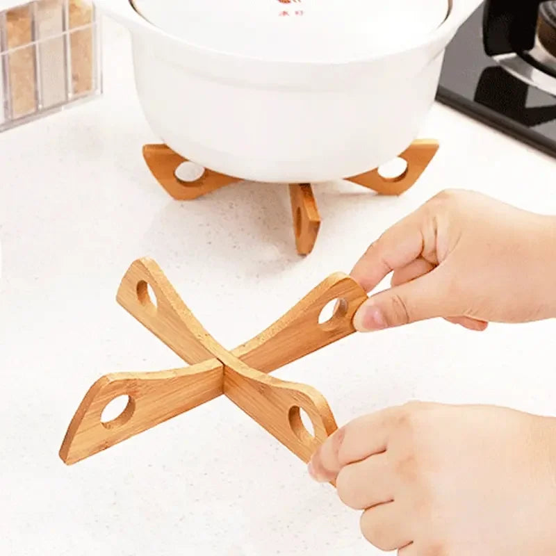 Wooden Cross Trivet – Heat-Resistant Foldable Mat for Kitchen Dining