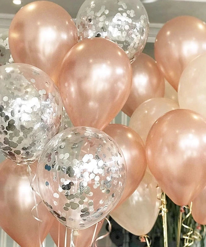 Gold Glitter Confetti Latex Balloons – 12 Inch Decor for Wedding Birthday Party
