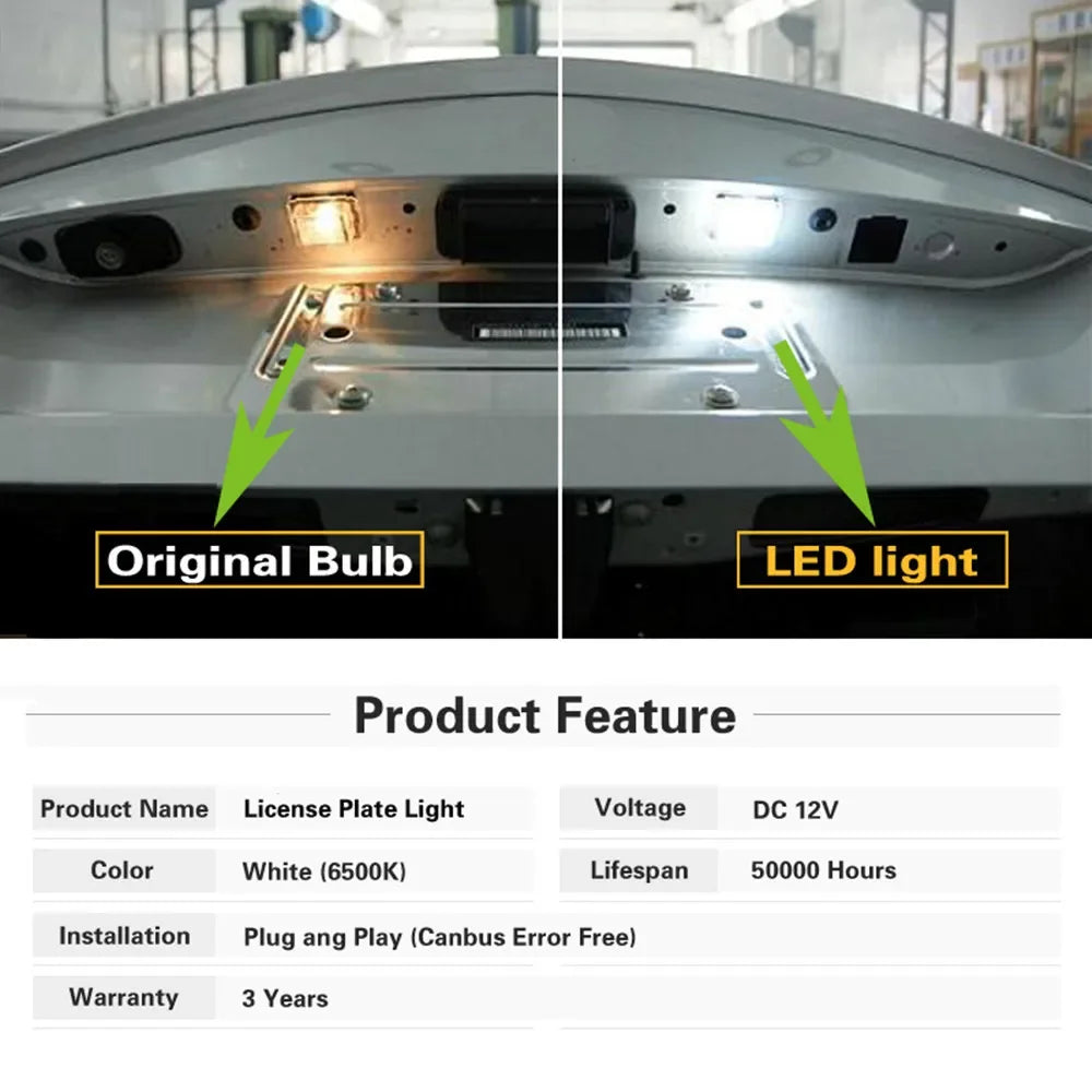 LED License Plate Lights – Bright Number Tag Lamps for Peugeot Vehicles
