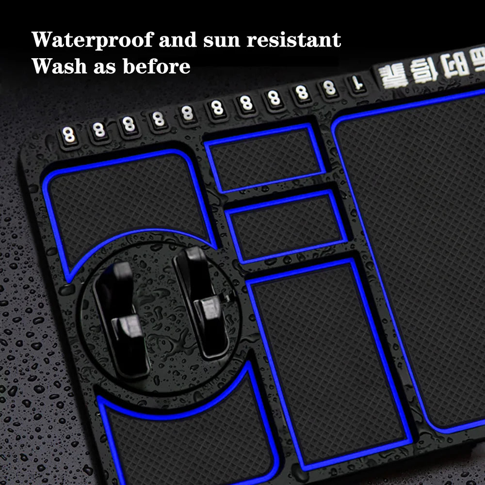 Silicone Dashboard Phone Pad – 4-in-1 Parking Number Card for Car Navigation