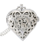 Silver Heart Pocket Watch Necklace – Exquisite Quartz Pendant for Women