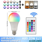 RGB LED Light Bulb – Dimmable 16 Color Remote for Home Bedroom Decor