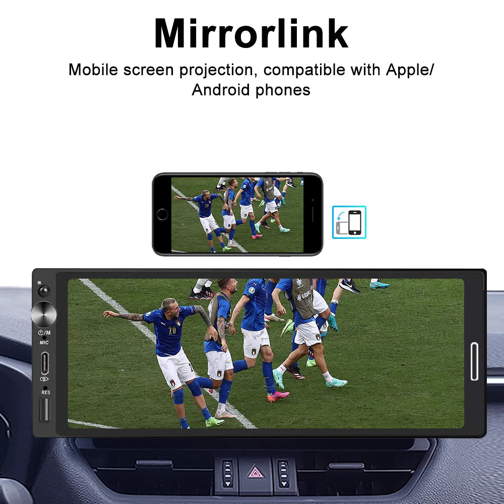 6.9 Inch 1 Din Car Radio – Wireless CarPlay and Android Auto Multimedia