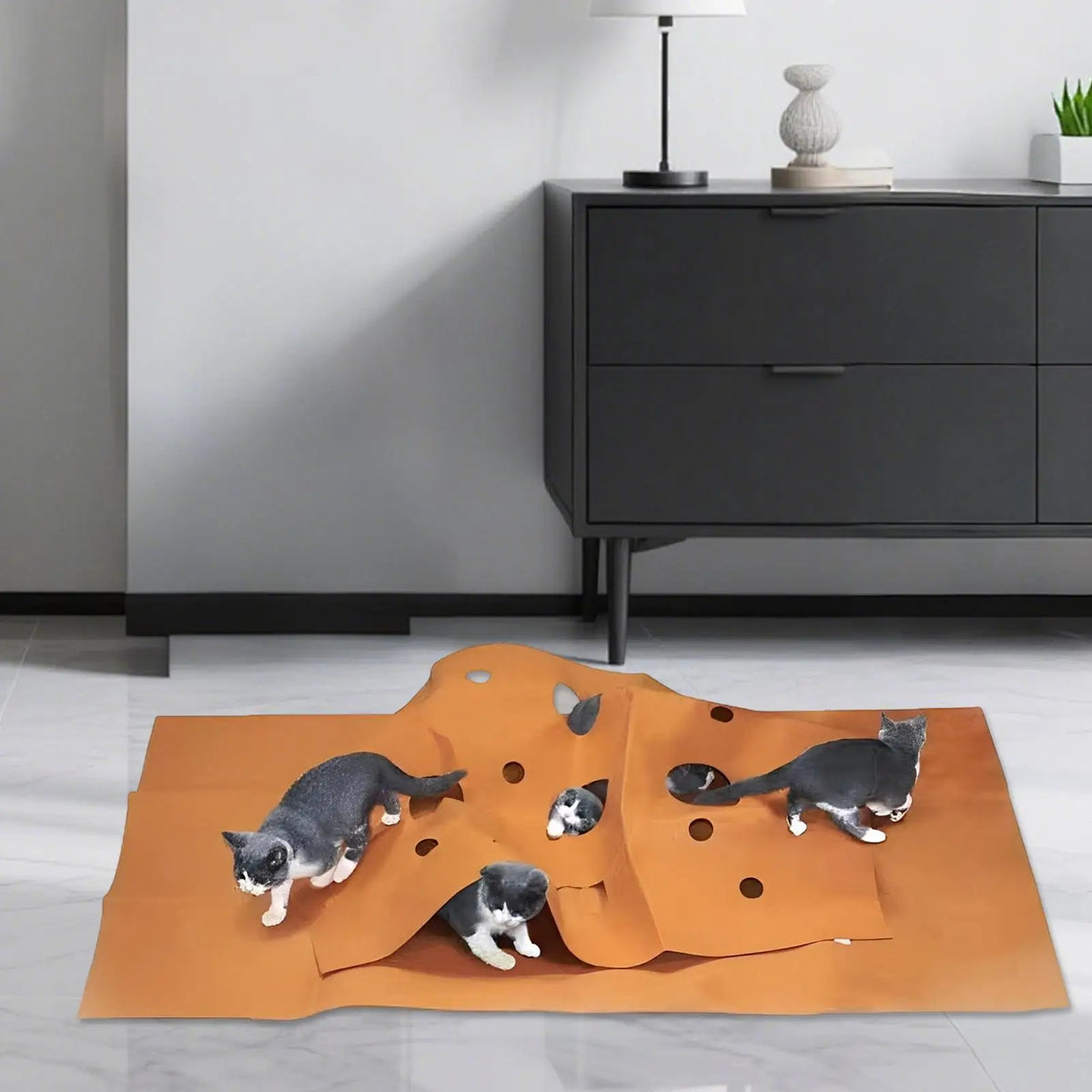 Interactive Cat Tunnel Mat – Foldable Enrichment Toy for Indoor Kitten Play