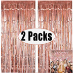 Metallic Foil Tinsel Fringe Curtains – Silver Backdrop for Party Decoration