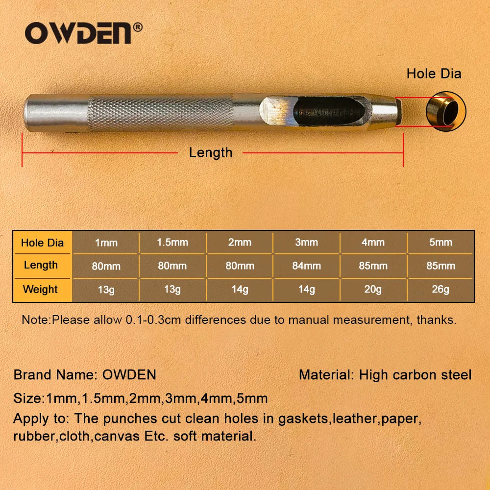 Steel Hollow Leather Punch Tool Set – Sharp Hole Cutters for Watch Belts