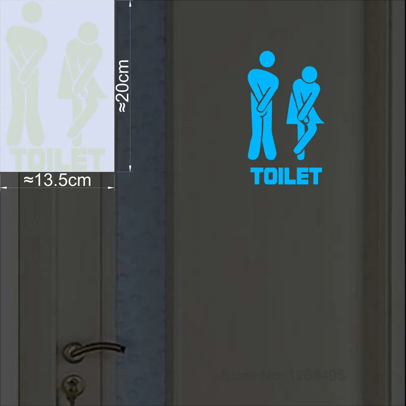 Luminous Toilet Wall Sticker – Glow in the Dark Cartoon Sign for Bathroom Decor