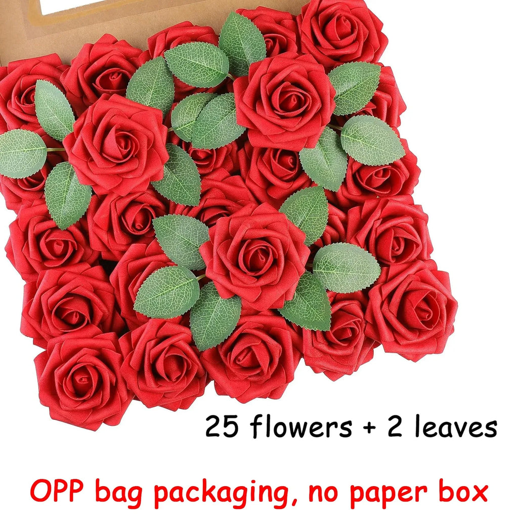 Milk White Artificial Rose Stems – Silk Flowers for Wedding DIY Decoration