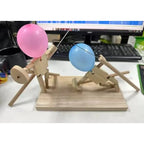 Wooden Fencing Puppet Battle – Bamboo Robot Game for Two-Player Fun