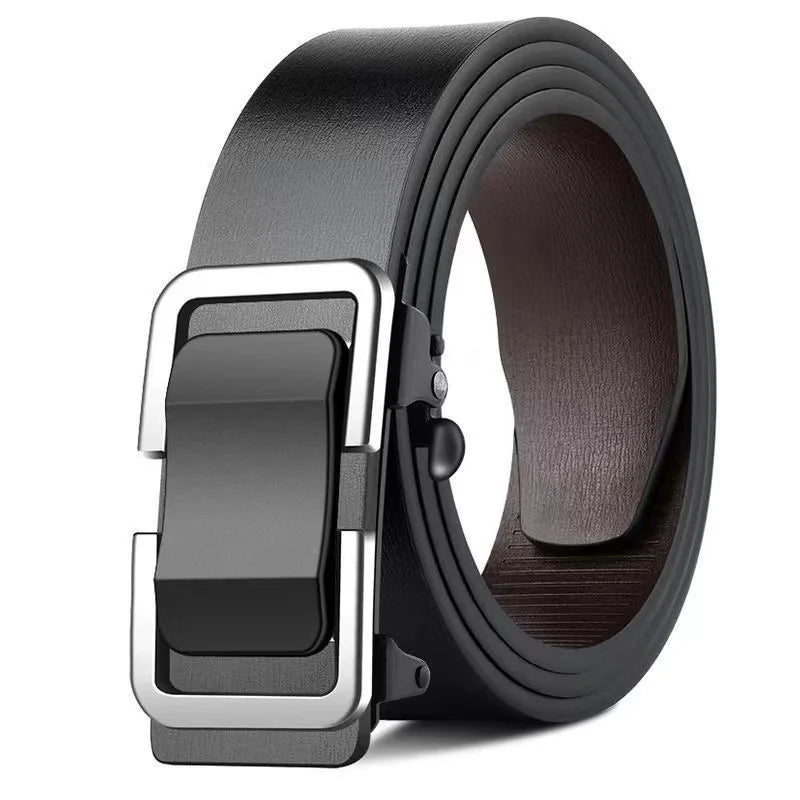 Genuine Leather Automatic Belt – Luxury Metal Buckle Strap for Men