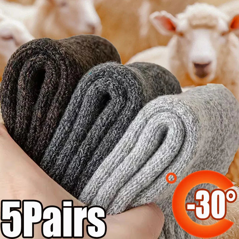 Thermal Terry Winter Socks – Thick Unisex Crew for Cold Weather
