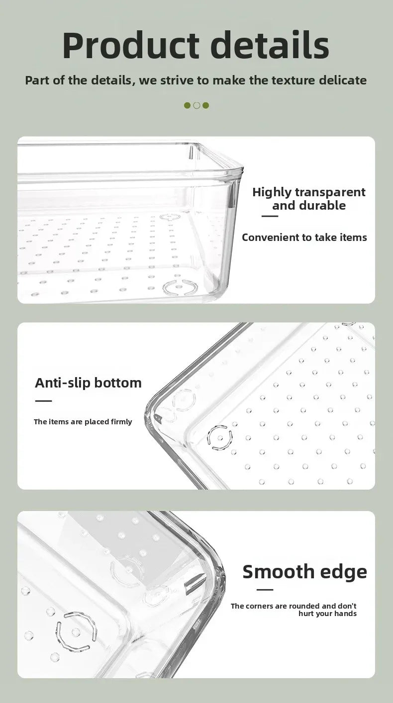 Transparent Cosmetic Organizer – Striped Plastic Drawer for Desk Storage
