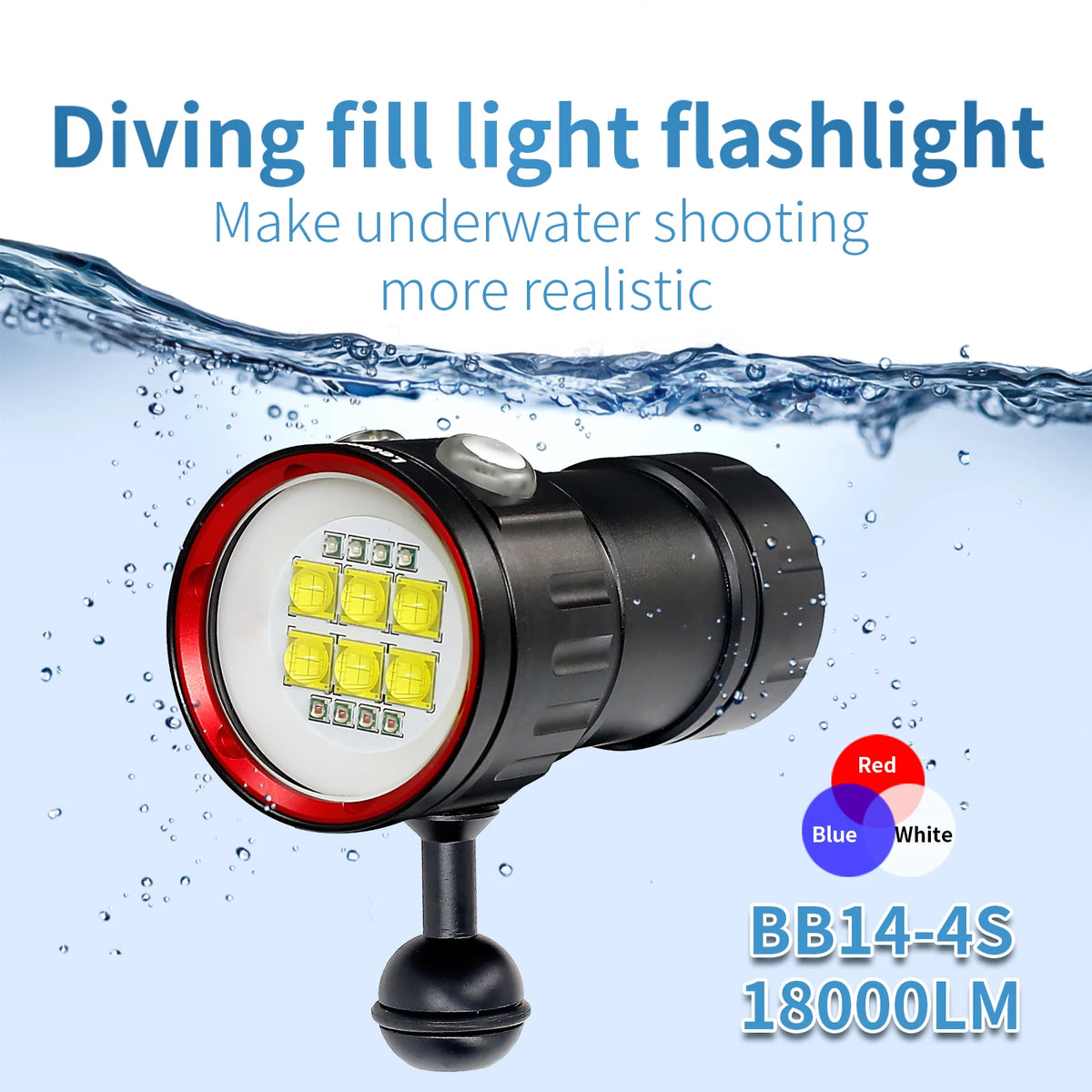 Underwater LED Photography Light – 20000LM Waterproof Video Torch for Diving