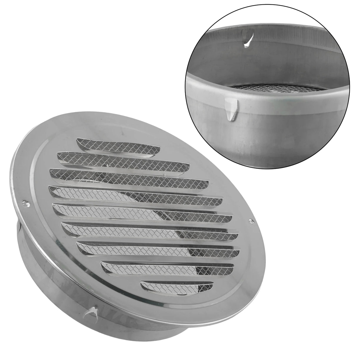Stainless Steel Round Vent Grille – 70-300mm External Wall Duct for Ventilation