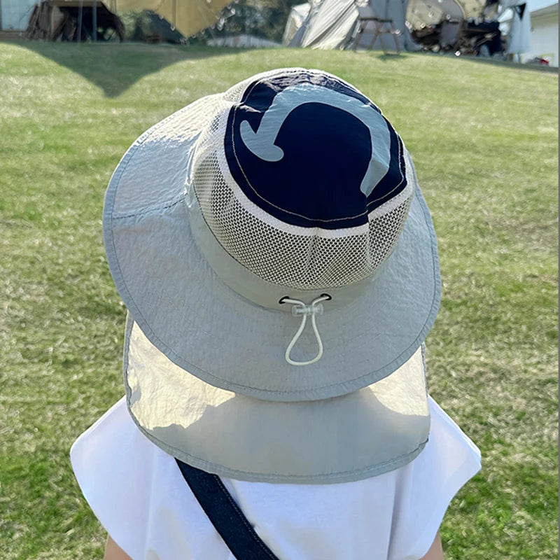 Kids Sunshade Fishing Hat – Breathable Wide Brim Shawl for Outdoor Summer
