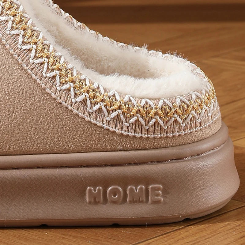 Fluffy Platform Slippers – Plush Warm Cotton Shoes for Winter Home Comfort