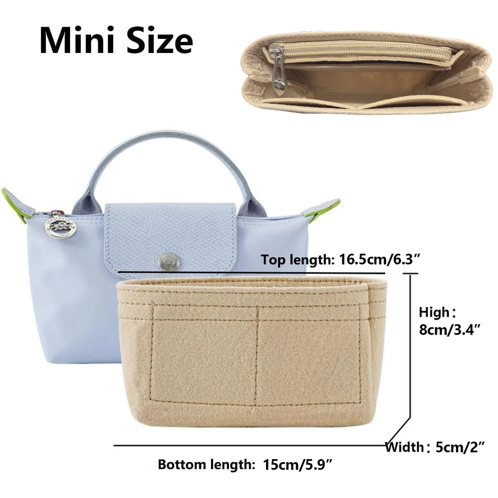 Felt Handbag Organizer – Liner Insert for Longchamp Small Tote Bags