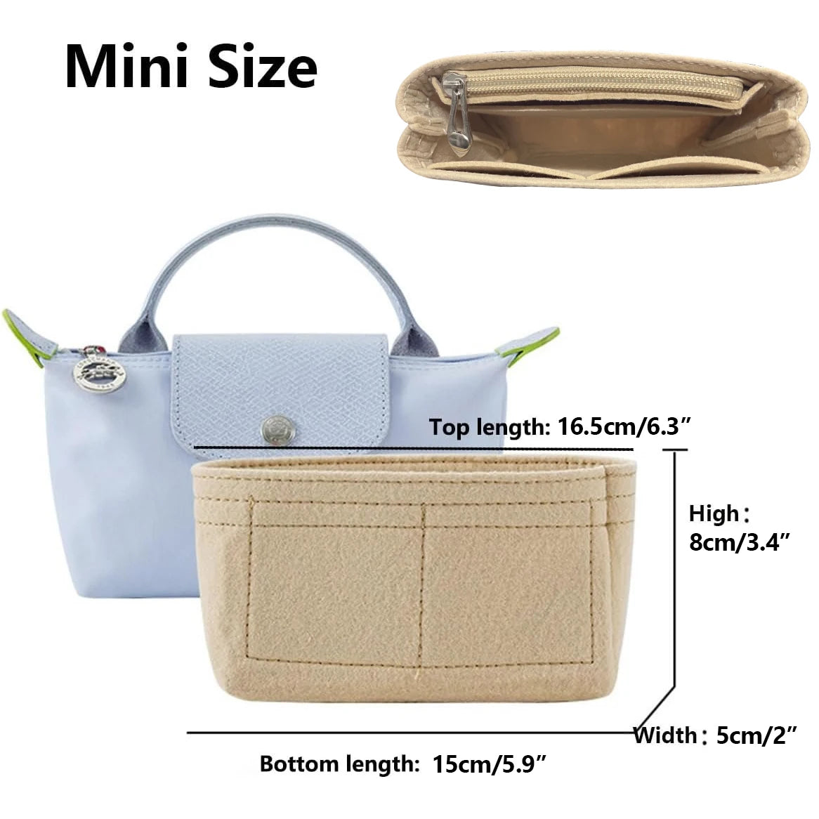 Felt Handbag Organizer – Liner Insert for Longchamp Small Tote Bags