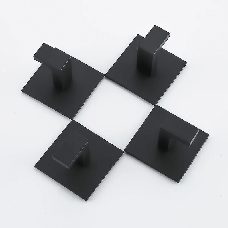 Self-Adhesive Black Wall Hooks – Heavy Duty Hangers for Coats and Towels