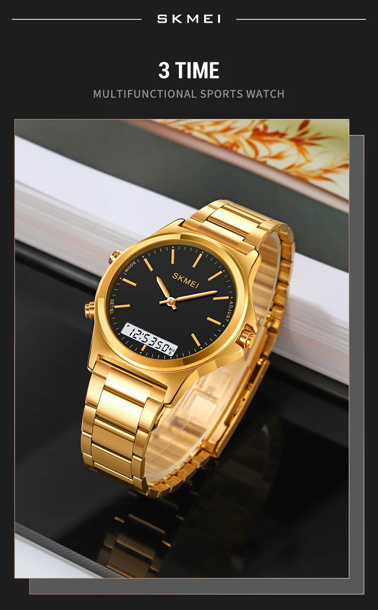 Digital Sport Watch – Waterproof Triple Time Display for Men