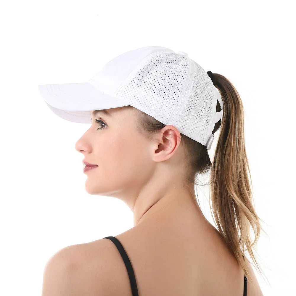 Ponytail Baseball Cap – Quick-Drying Mesh Visor for Outdoor Athleisure