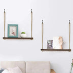 Macrame Hanging Wall Shelf – Reclaimed Wood Triangle Display for Home Decor