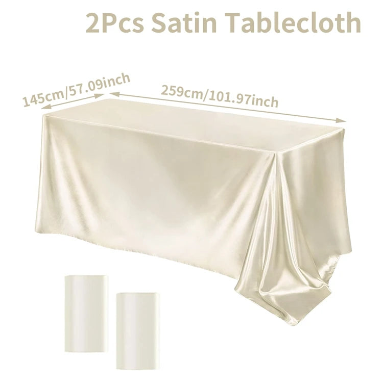 Satin Rectangle Tablecloth – Smooth Solid Color Cover for Wedding Parties