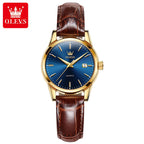 OLEVS Quartz Wristwatch – Leather Strap for Business Casual Wear