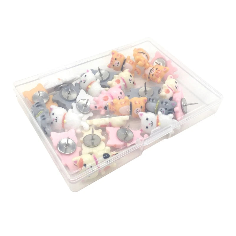 Decorative Cat Push Pins – Novelty Thumb Tacks for Bulletin Boards and Maps