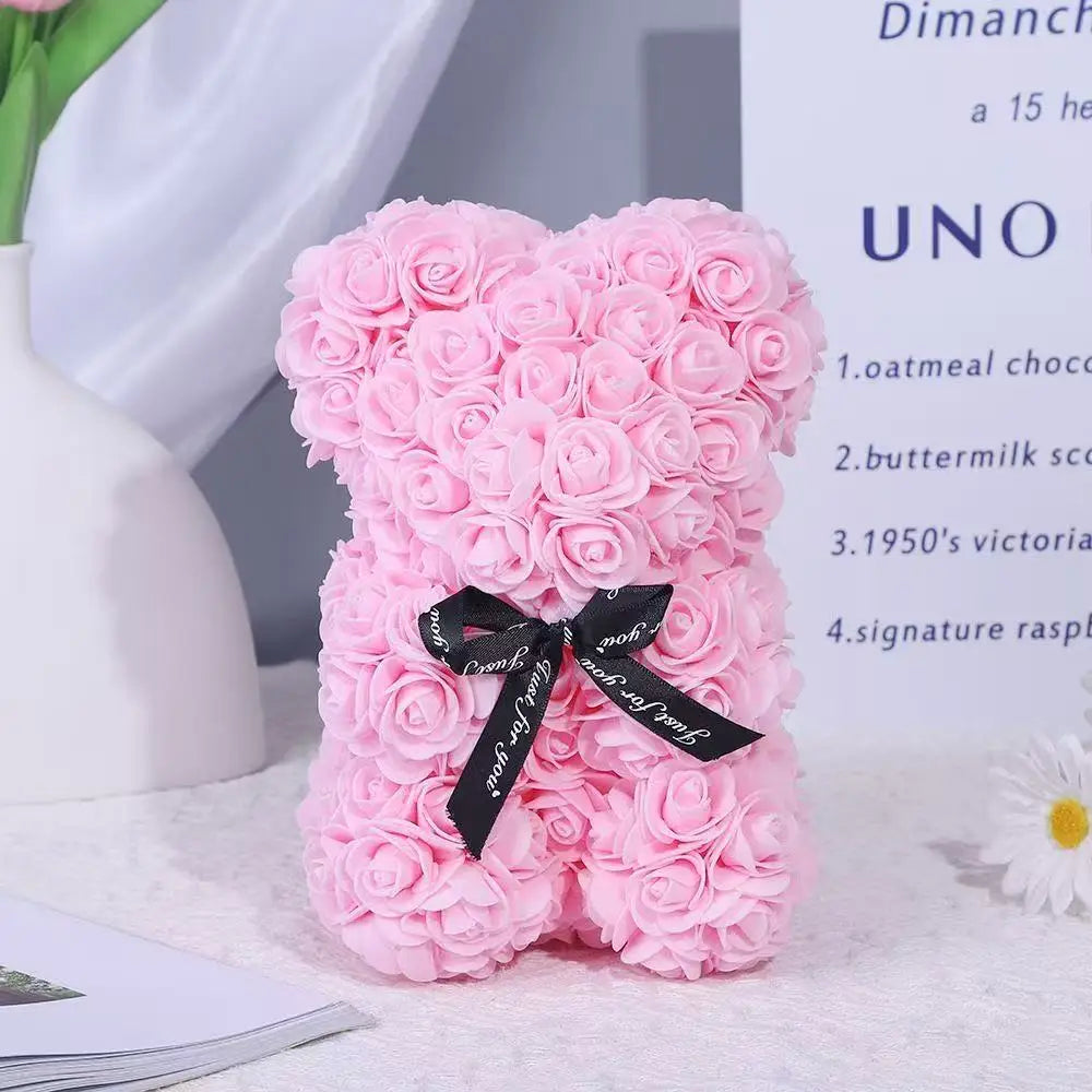 Artificial Rose Flower Bear – Romantic Gift for Valentine's Day and Birthday