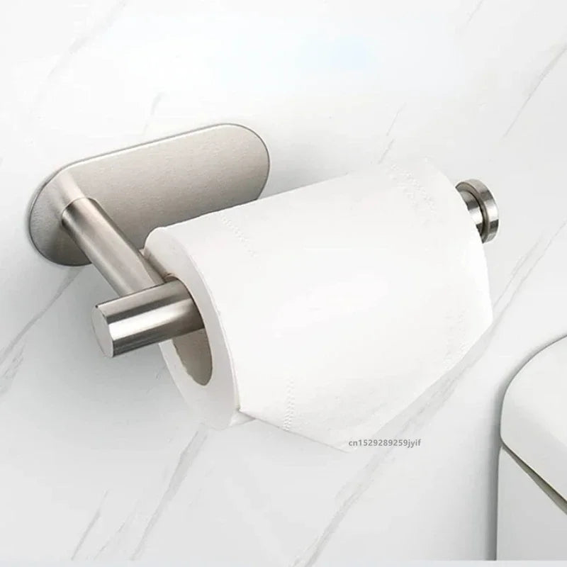 Stainless Steel Toilet Paper Holder – Self-Adhesive Wall Mount for Bathroom