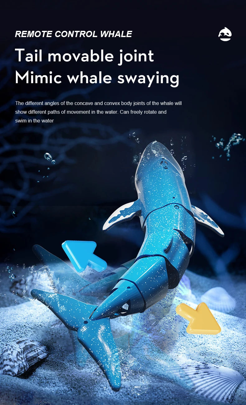 RC Whale Shark Submarine – Remote Control Diving Boat Toy for Kids Pool Play