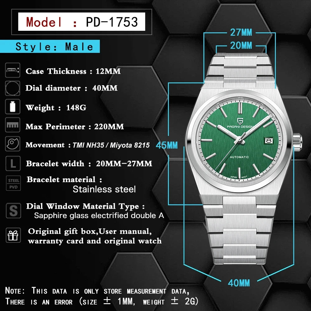 Pagani Design Automatic Watch – Stainless Steel Luxury for Men