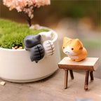 Lucky Cat Miniature Figures – Resin Micro Landscape Decor for Bonsai Gardening