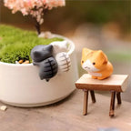 Lucky Cat Miniature Figures – Resin Micro Landscape Decor for Bonsai Gardening