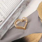 Gold Metal Heart Hair Claw Clips – Non Slip Geometric Barrettes for Daily Wear