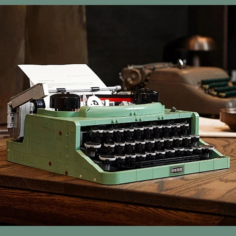 Retro Typewriter Building Blocks – MOC Creative Brick Set for Kids Gift