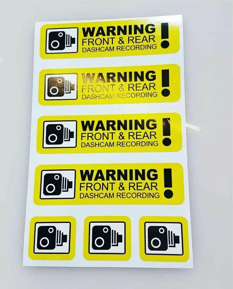 Dash Cam Recording Stickers – Warning Decals for In Car Video Surveillance